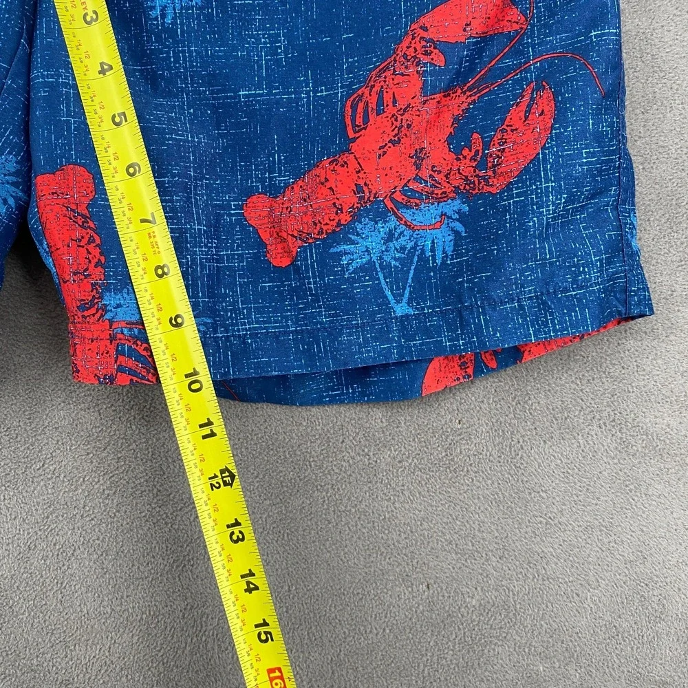 St. John's Bay Trunks Shorts Mens L Blue Red Lobster Print Mesh Lined High Rise